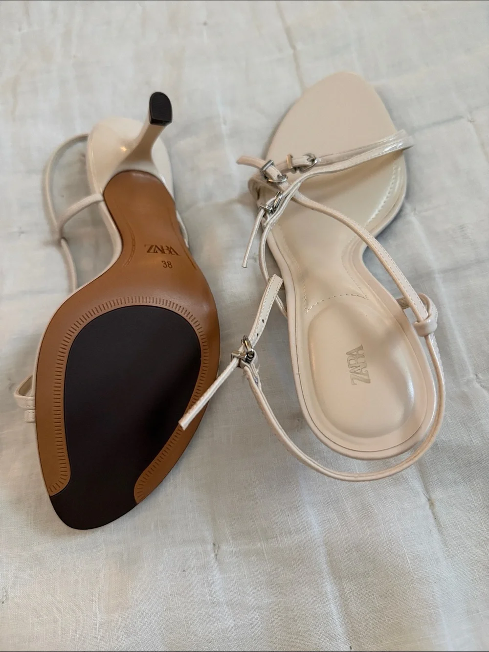 Zara Strappy Slingback Sandals in Light Beige - Picture 2 of 2